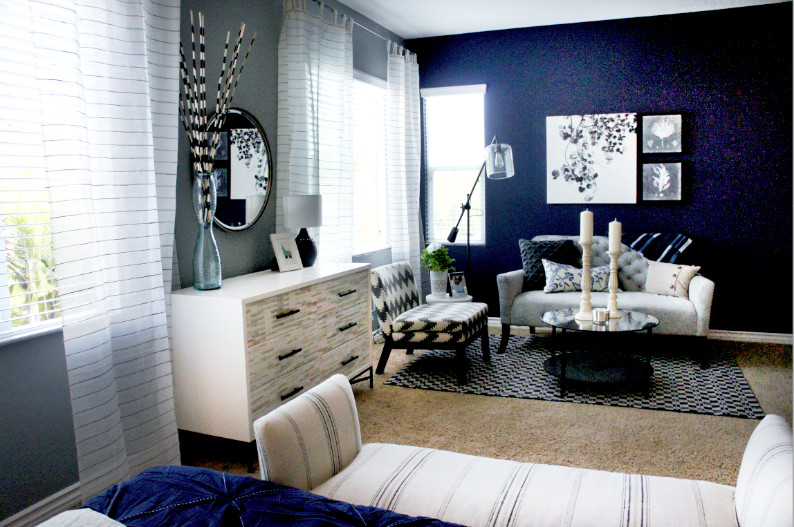 Cole Barnett Navy Blue  and Gray  Master Bedroom  Remodel
