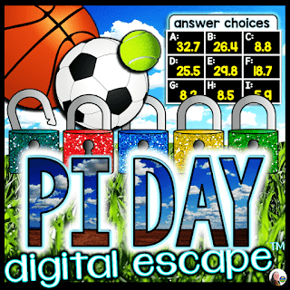 Pi Day digital math escape room for middle school