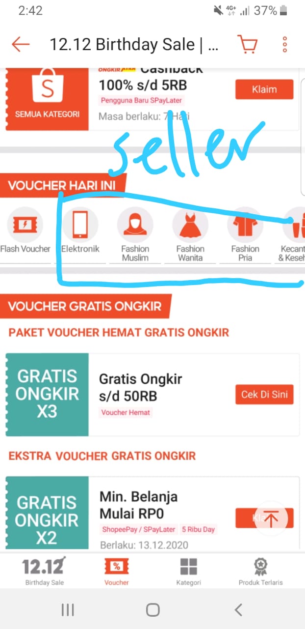 daftar kategori produk voucher oleh seller di Shopee