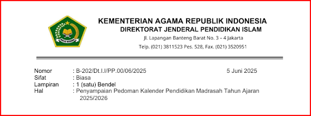 Pedoman Kalender Pendidikan Madrasah Tahun Ajaran 2025/2026