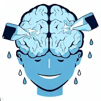 An illustration showing the rumor that drinking water makes you smarter because the brain contains a lot of water