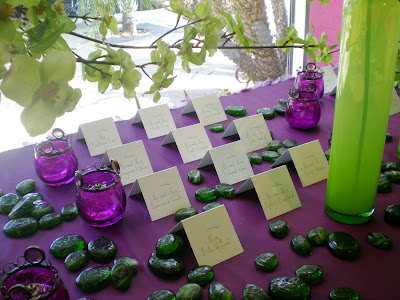 purple and lime green wedding decorations