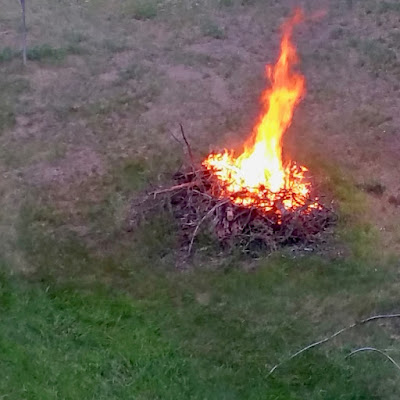 a brush pile bonfire