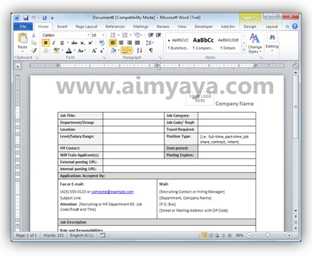 Cara Membuat Job Description di Ms Word 2010  cara 