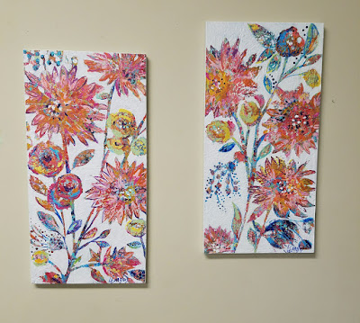 textured abstract flower paintings
