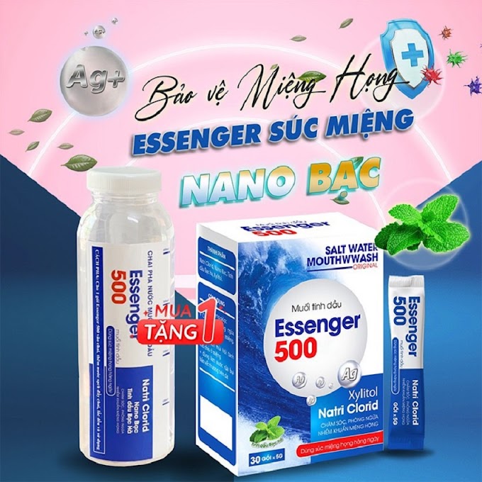 [ hagamart ] [Tặng bình pha] Muối tinh dầu ESSENGER súc miệng họng chăm sóc phòng ngừa nhiễm khuẩn miệng họng hộp 30 gói.