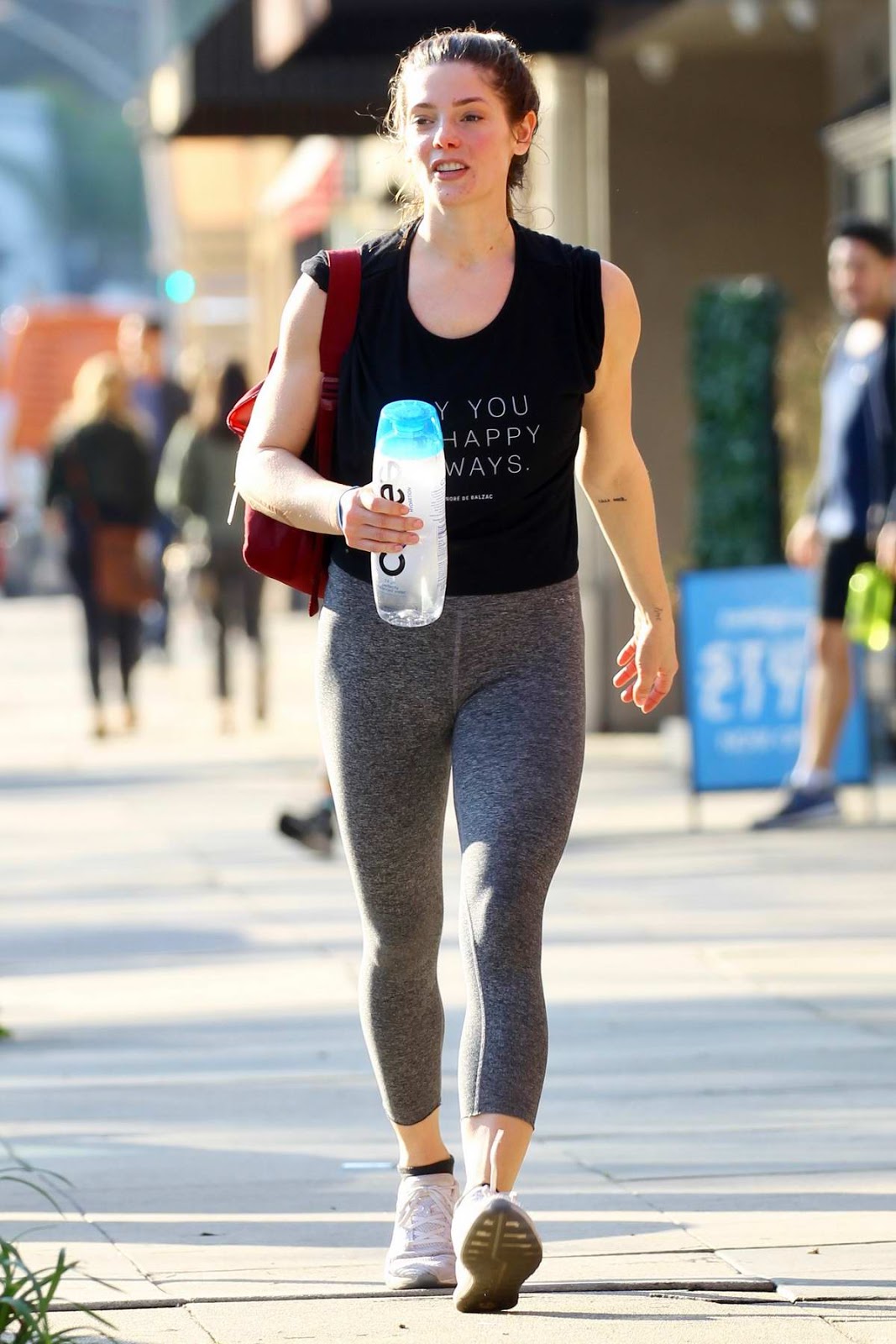 Ashley Greene in Gym Leggings and Top in Sherman Oaks, California