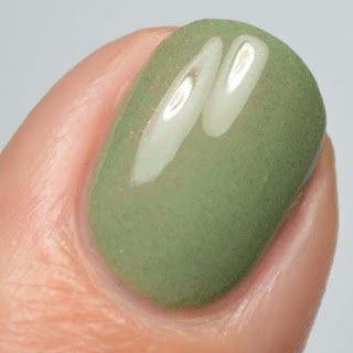 olive green nail polish with rainbow shimmer