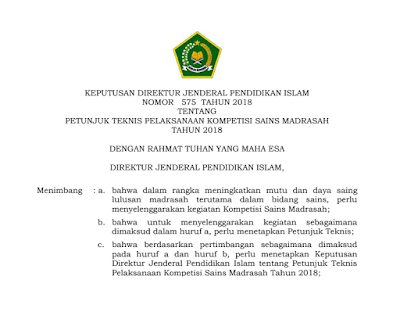 Download Juknis KSM 2018 Kompetensi Sains Madrasah