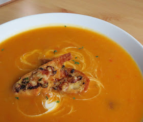 Spiced Butternut Squash Soup with Honey & Cheddar Croutons