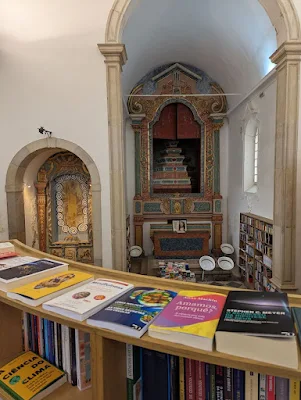 Interior of Santiago Church in Obidos which is now a bookstore