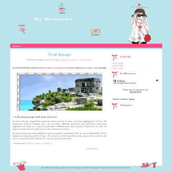 free My Memories blogger template for personal blog template with cute background