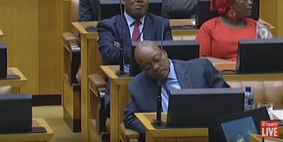 South African President, Jacob Zuma Caught Sleeping In Parliament (PHOTO)