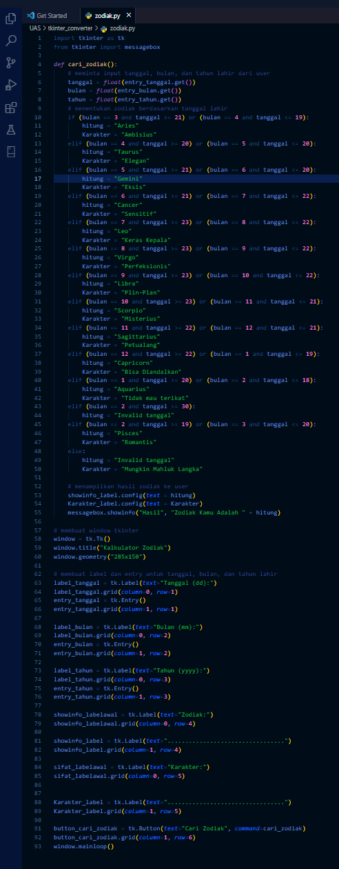 source code aplikasi kalkulator zodiak python gui
