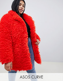 ASOS DESIGN Curve coat in fluffy borg €54.99