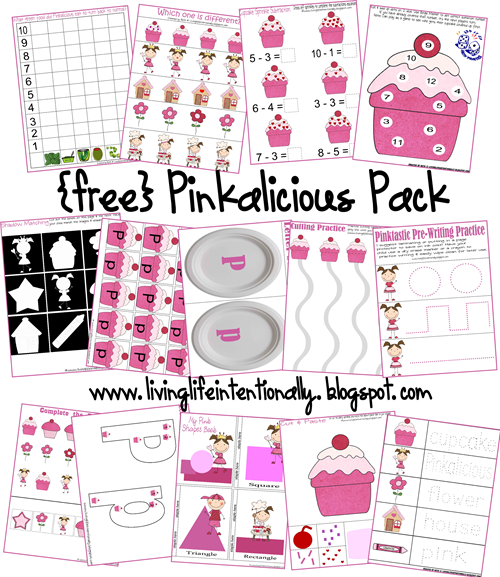 Preschool Worksheets - Pinkalicious Theme for 2-6 year olds