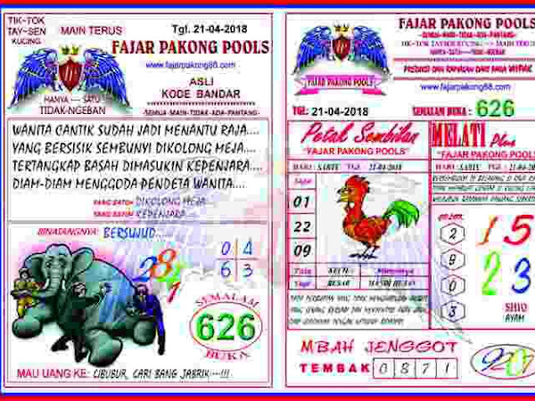 Kode Bandar Syair Ramalan Prediksi Angka Jitu 21 April 2018