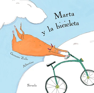 Portada del álbum ilustrado de Albertine Marta y la bicicleta