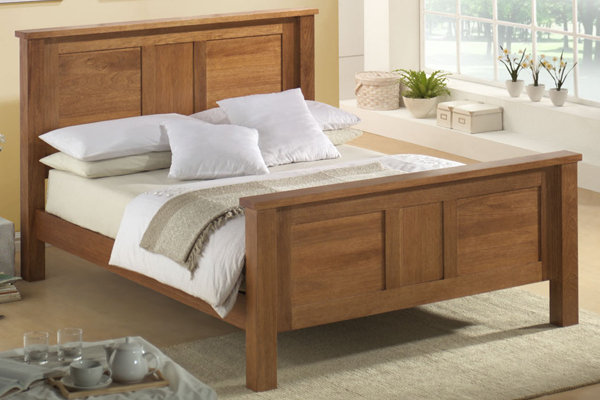 wooden double bed