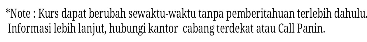 Kurs Panin - Nilai tukar mata uang IDR, USD, ke valuta asing di Bank Panin