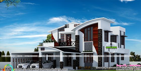 Contemporary model curved roof house