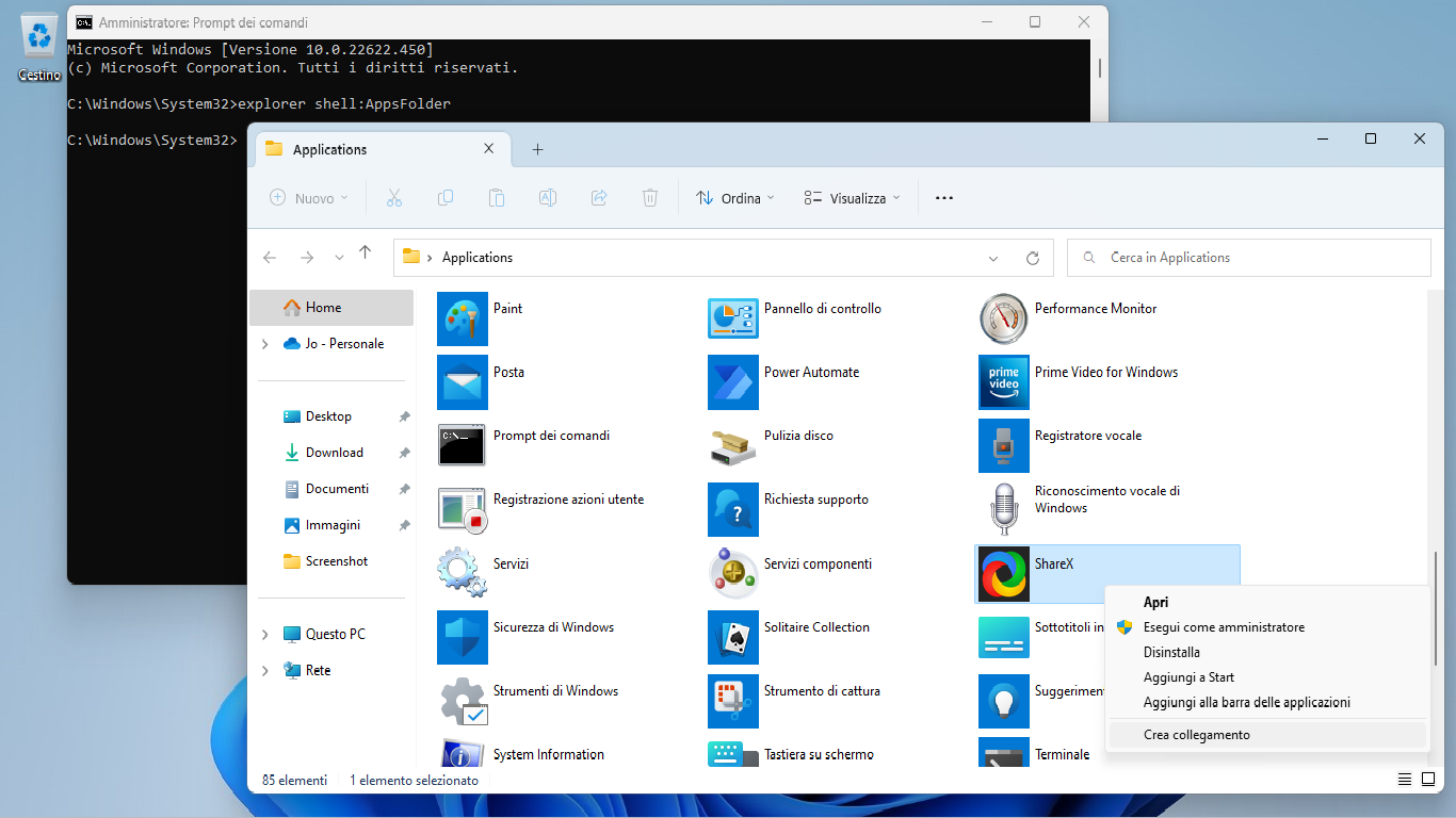 Come aggiungere app (creare collegamento) al desktop di Windows 11