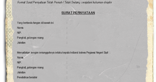 Contoh Surat Pernyataan Tidak Pernah Dijatuhi Hukuman 