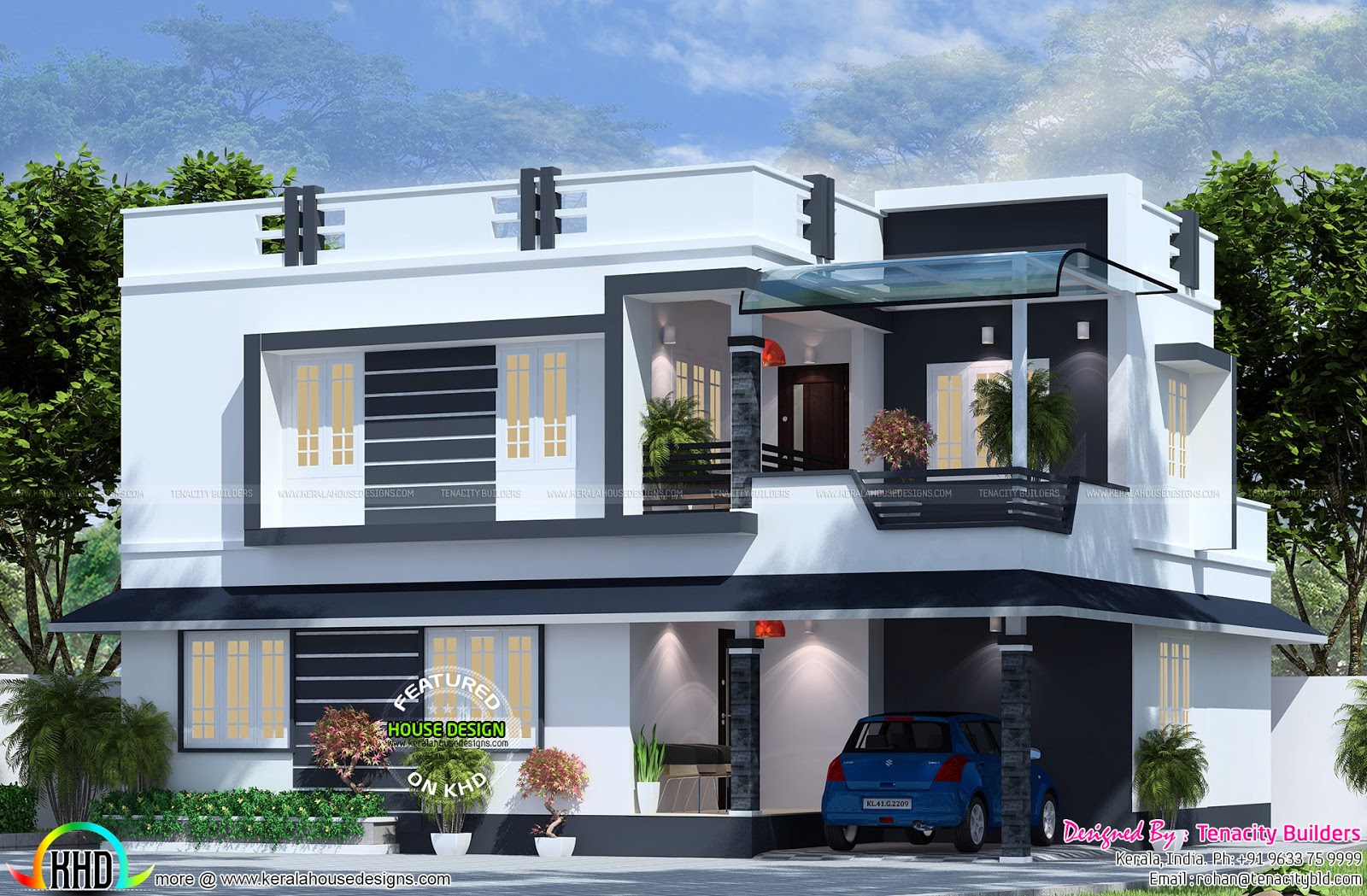 2175 sq ft flat roof house plan Kerala home design and 