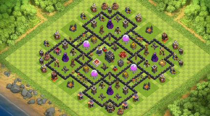 Base Town Hall 9  Kumpulan Base dan Cara Bermain Clash of 