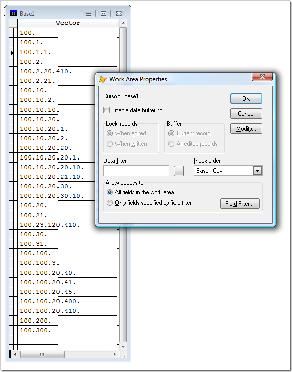 Hierarchical table entries with CBV ordering