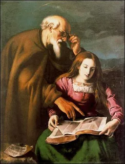 San Abraham ermitaño enseña a leer a su nieta María de Jerónimo Jacinto de Espinosa