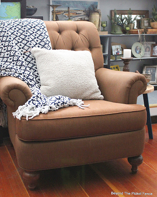 Thrift Store Stool Makeover and Thrifted Comfy Chair