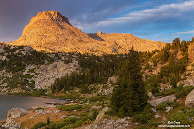 Elephant Head above Island Lake in the Wind River Range of Wyoming, USA.