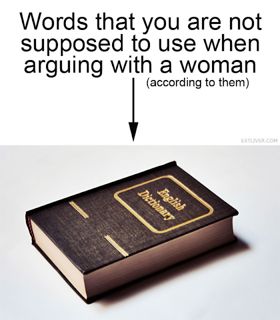 Funny Image-Words not supposed to use when arguing with a woman