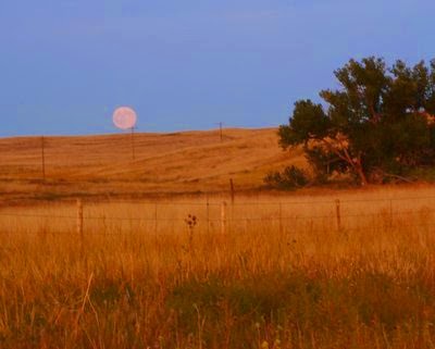 Full corn' moon rising over eastern Wyoming, western Nebraska, early September 2009. Photo © Kitchen Parade All Rights Reserved.