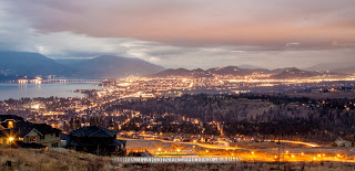 Scenic view of Kelowna near dusk when the city glows from light pollution in a beautiful way captured by Chris Gardiner Professional Scenic Photography www.cgardiner.ca