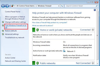 Turn Off Windows Firewall