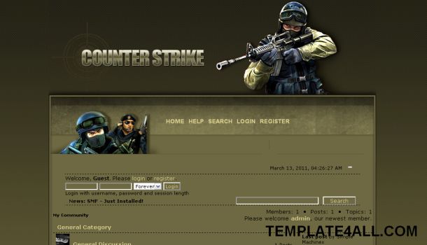 Counter Strike Games SMF Theme Template