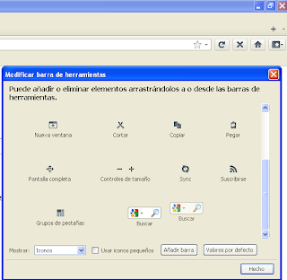 Ventana: Modificar barra de herramientas Firefox