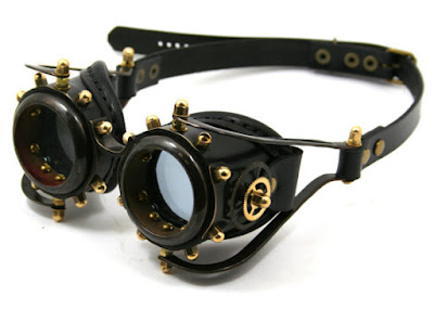 steampunk goggles in black leather 