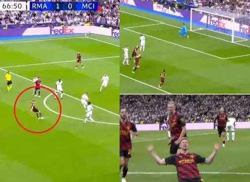 De Bruyne's Spectacular Long-Range Goal Brings Manchester City Back in the Game Against Real Madrid