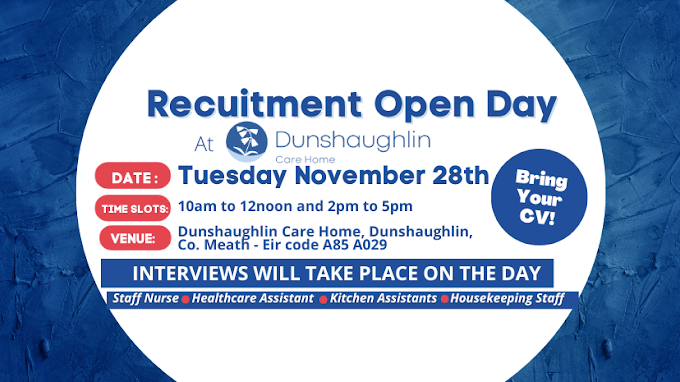 OPEN RECRUITMENT DAY 🔷Staff Nurses  🔷Healthcare Assistants  🔷Kitchen Assistants  🔷Housekeeping Staff; Date:  Tuesday November 28th