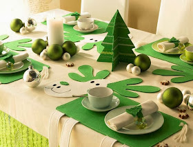 mesa navidad verde blanco