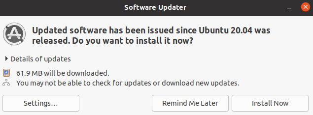 Ubuntu 20.04:Software Update