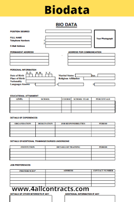 Student bio data form pdf