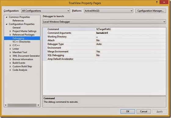 Debugging Command Arguments and Working Directory