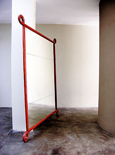 Mahogany square loop mirror