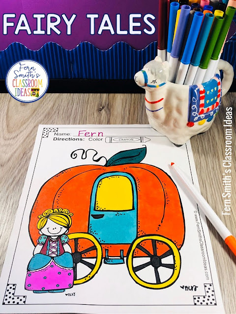 These Fairy Tales Coloring Pages are perfect to compliment any Fairy Tale unit you might be teaching your Pre-K, Kindergartners or First Graders. #FernSmithsClassroomIdeas