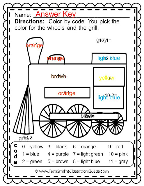  Fern Smith's Classroom Ideas  Christmas Polar Express Math Addition and Subtraction Color Your Answers Printables at TeacherspayTeachers, TpT.
