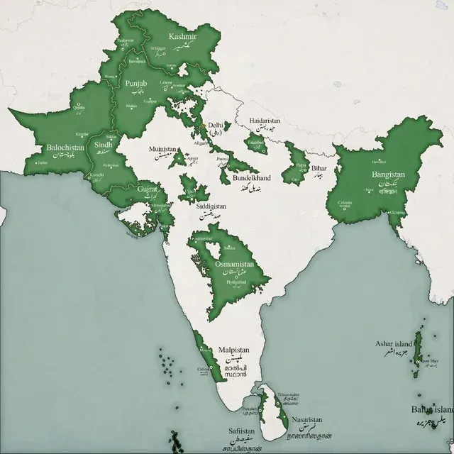 first proposed map of Pakistan by Chaudhry Rehmat Ali Bangistan Pakistan Osmanistan Malpistan Gujrat Haideristan